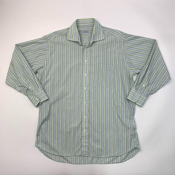 Vintage Burberry Shirt Mens 16.5 Multi Striped Button Up Long Sleeve Made USA - Picture 2 of 12